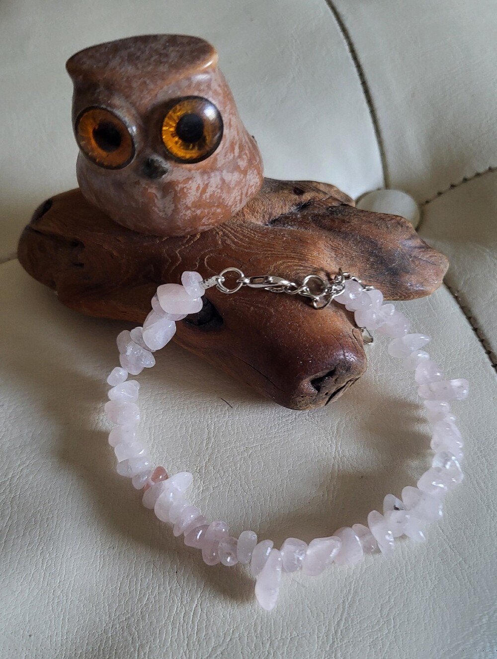 Rose Quartz Gemstone Chip Anklet